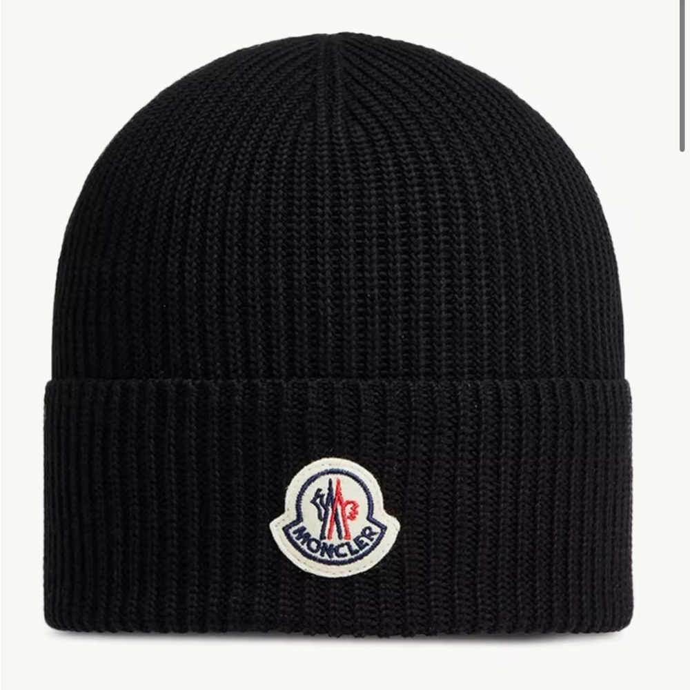 Moncler Black Knit Beanie
